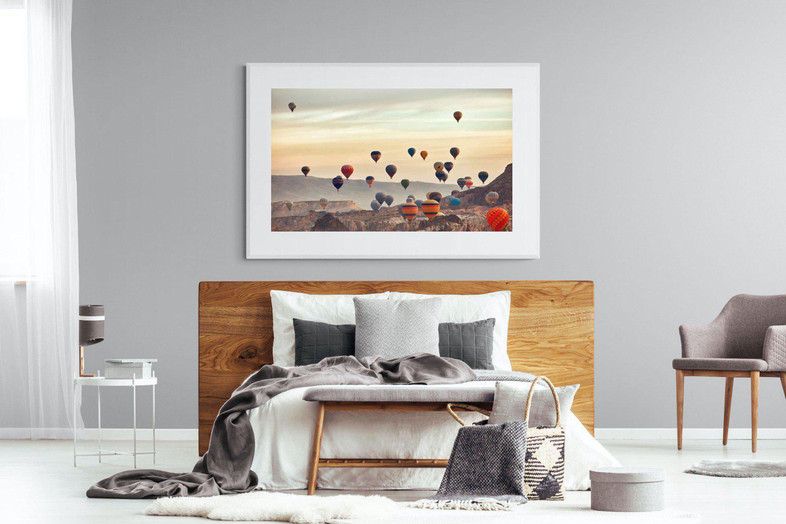 Mountain Balloons-Wall_Art-150 x 100cm-Framed Print-White-Pixalot
