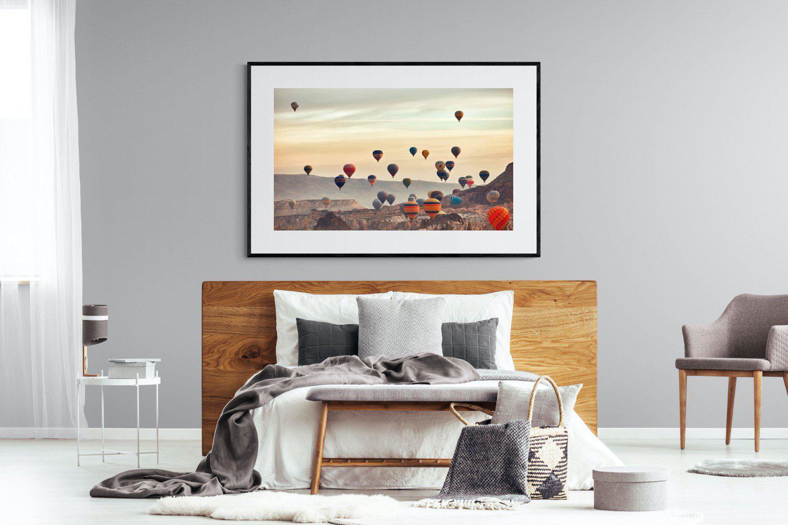 Mountain Balloons-Wall_Art-150 x 100cm-Framed Print-Black-Pixalot