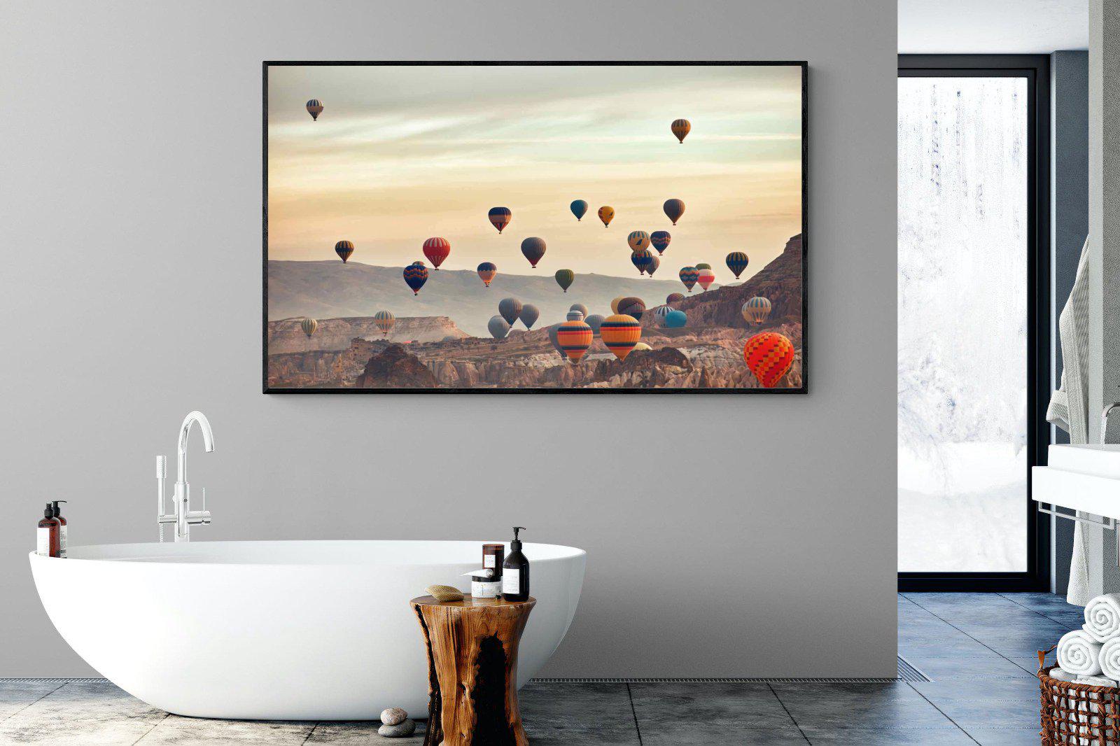 Mountain Balloons-Wall_Art-180 x 110cm-Mounted Canvas-Black-Pixalot