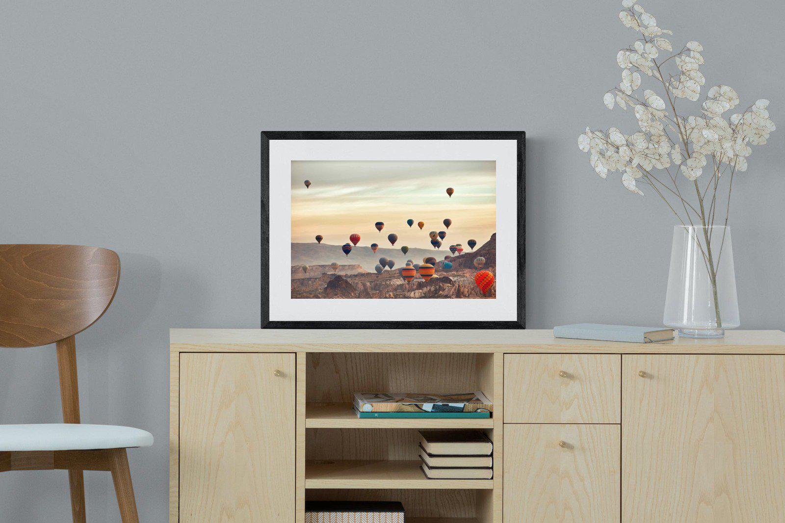 Mountain Balloons-Wall_Art-60 x 45cm-Framed Print-Black-Pixalot
