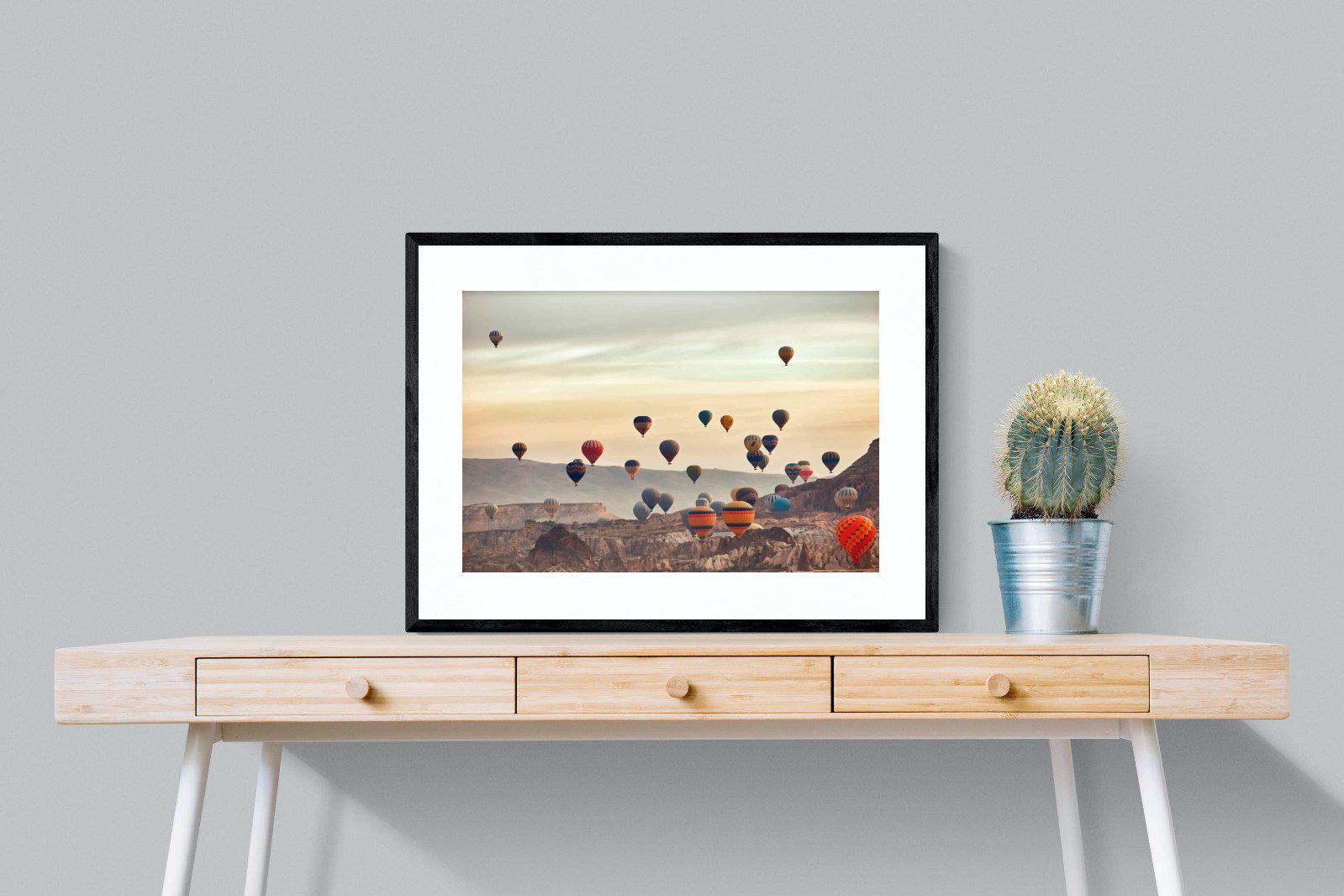 Mountain Balloons-Wall_Art-80 x 60cm-Framed Print-Black-Pixalot