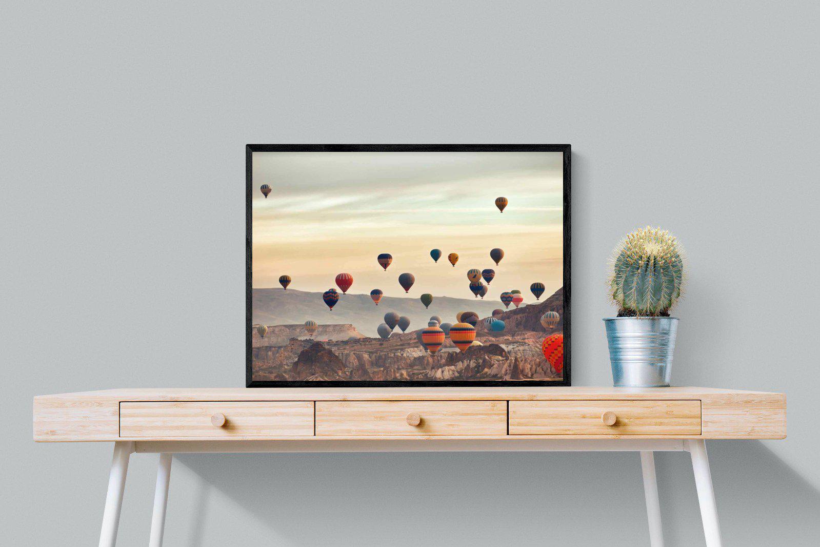 Mountain Balloons-Wall_Art-80 x 60cm-Mounted Canvas-Black-Pixalot