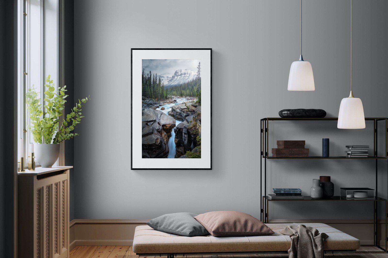 Mountain Stream-Wall_Art-100 x 150cm-Framed Print-Black-Pixalot