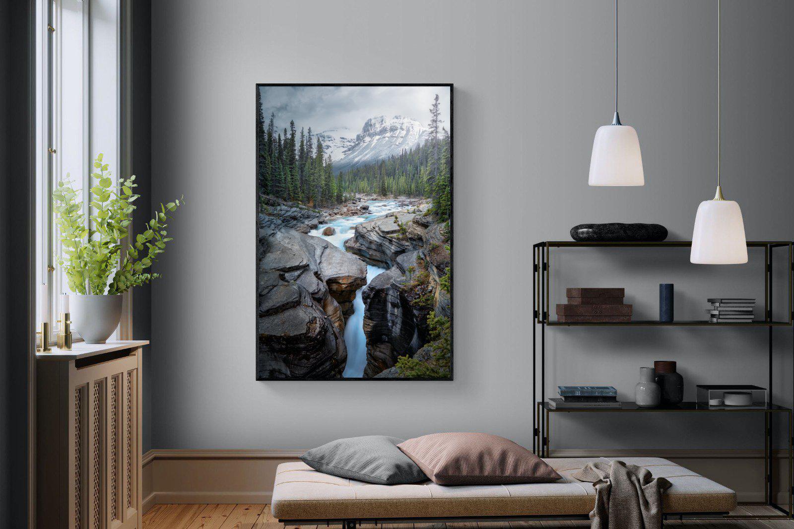 Mountain Stream-Wall_Art-120 x 180cm-Mounted Canvas-Black-Pixalot