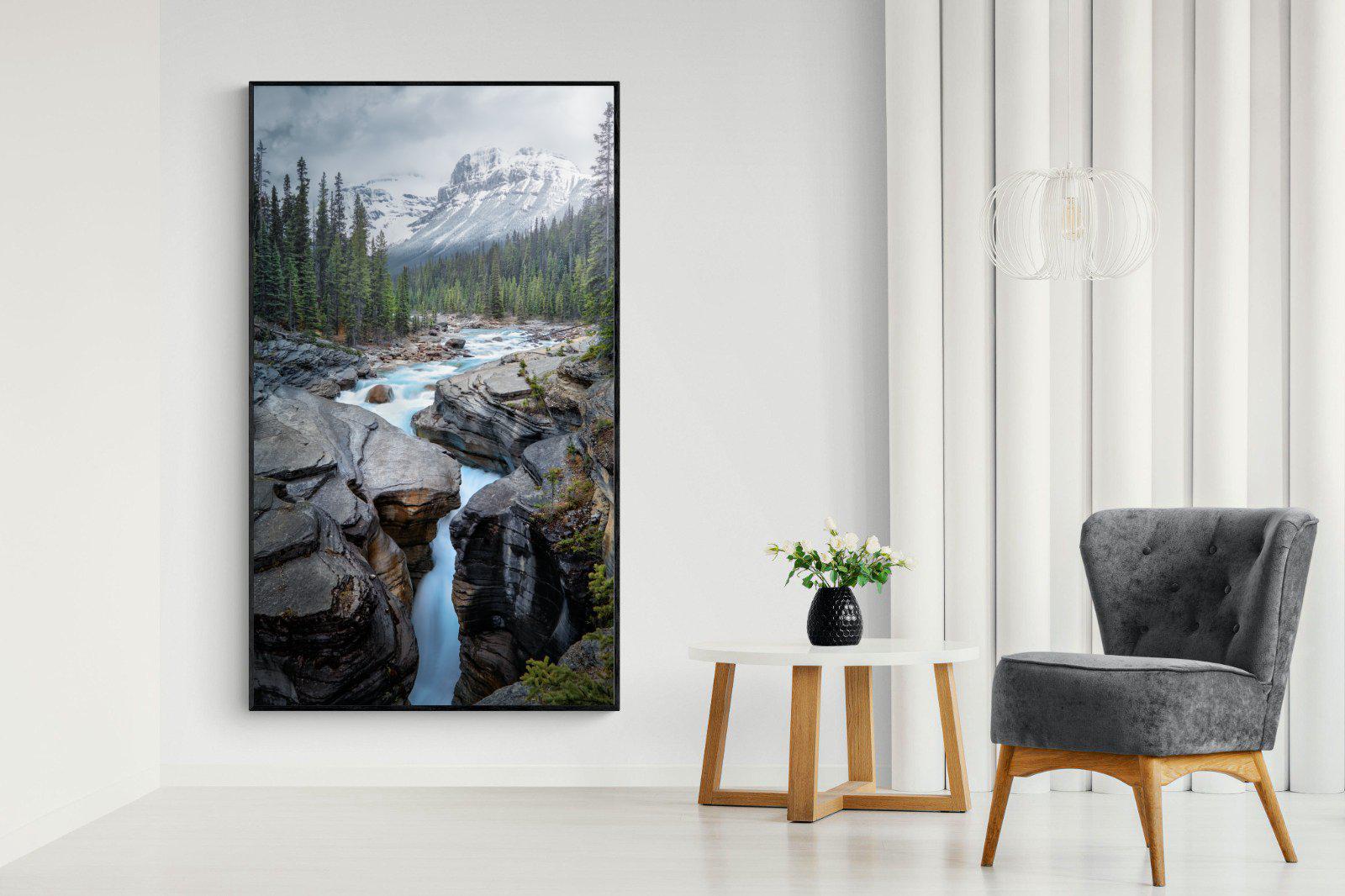 Mountain Stream-Wall_Art-130 x 220cm-Mounted Canvas-Black-Pixalot