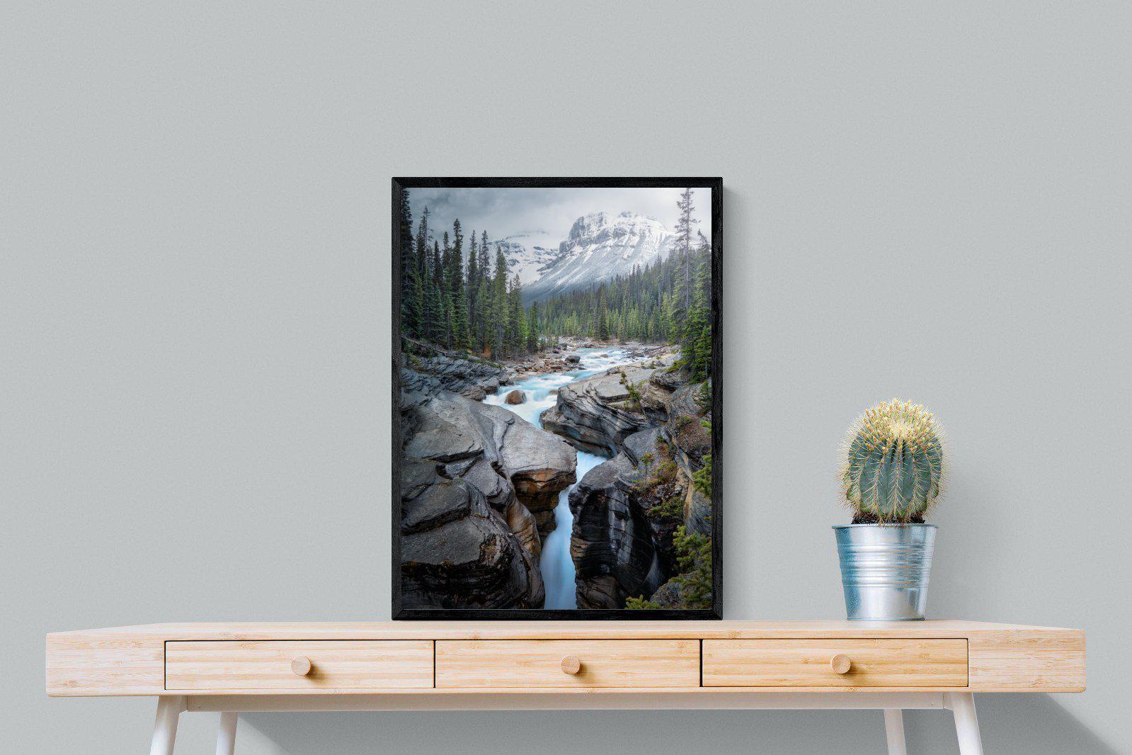 Mountain Stream-Wall_Art-60 x 80cm-Mounted Canvas-Black-Pixalot