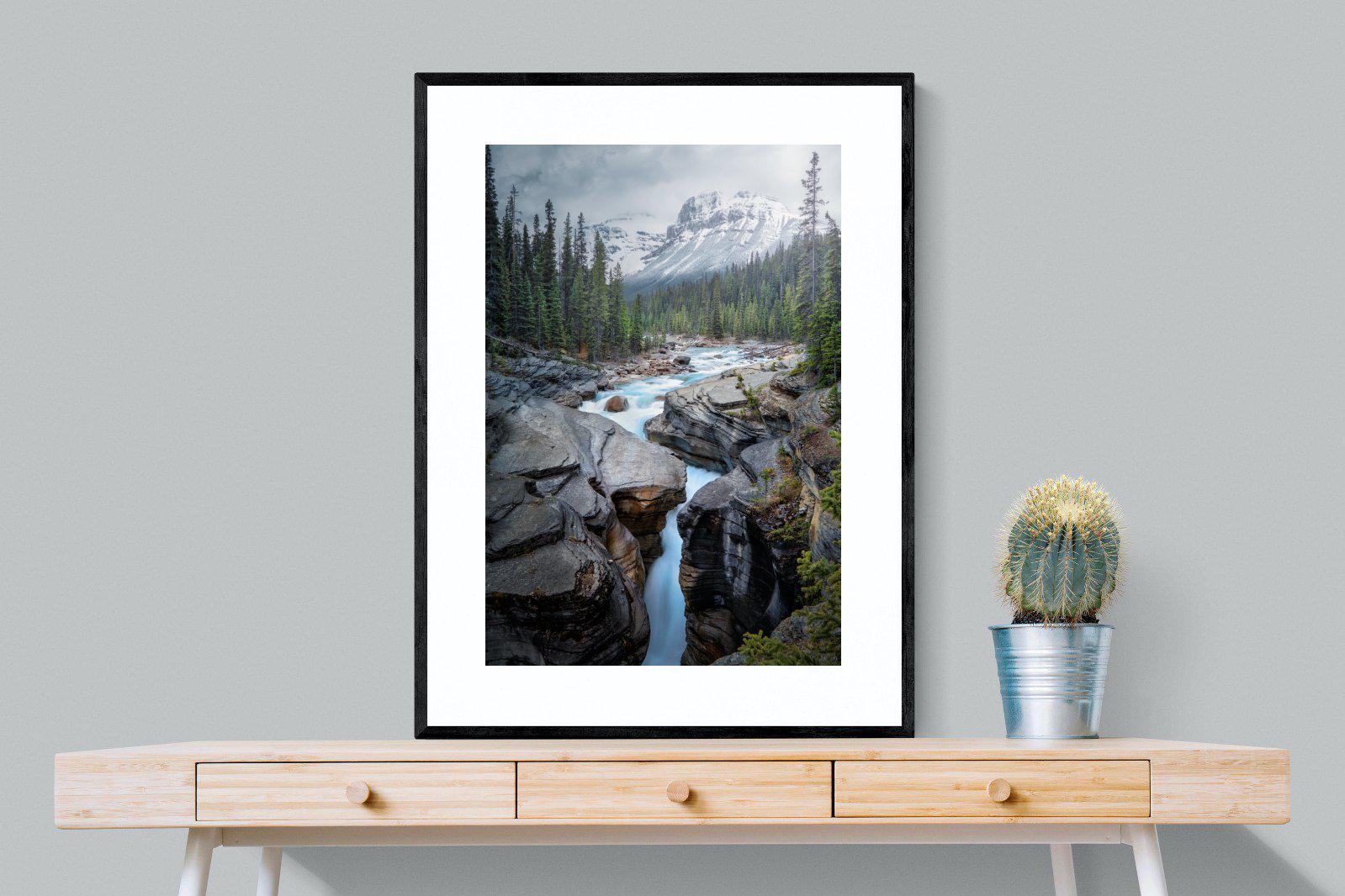 Mountain Stream-Wall_Art-75 x 100cm-Framed Print-Black-Pixalot