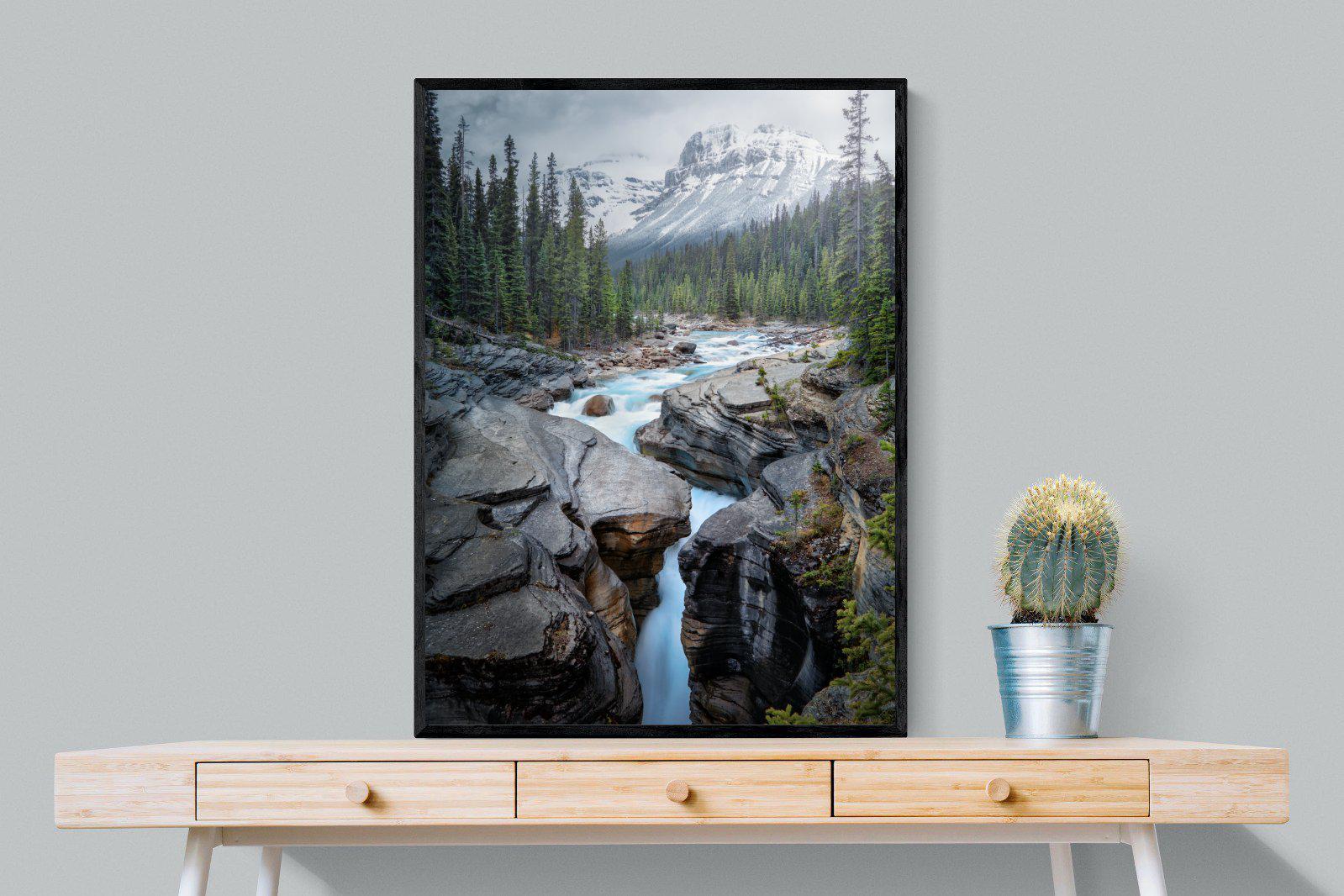 Mountain Stream-Wall_Art-75 x 100cm-Mounted Canvas-Black-Pixalot