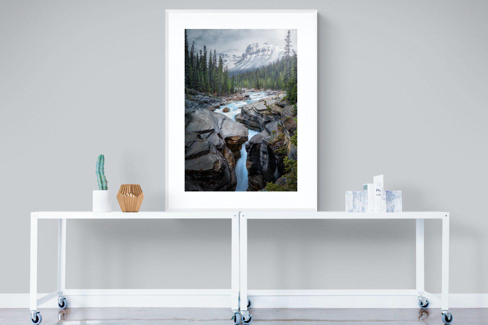 Mountain Stream-Wall_Art-90 x 120cm-Framed Print-White-Pixalot
