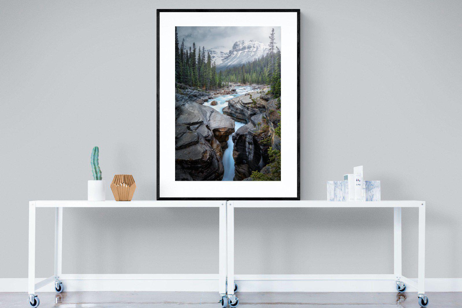 Mountain Stream-Wall_Art-90 x 120cm-Framed Print-Black-Pixalot