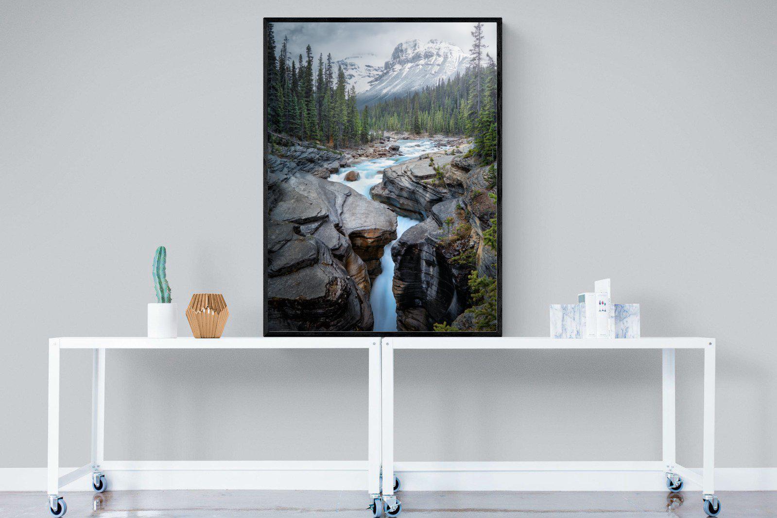 Mountain Stream-Wall_Art-90 x 120cm-Mounted Canvas-Black-Pixalot