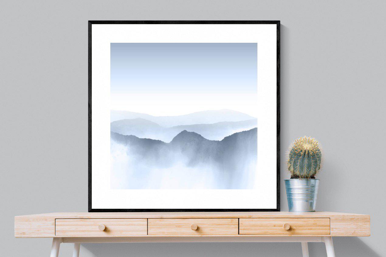 Mountains Watercolour-Wall_Art-100 x 100cm-Framed Print-Black-Pixalot