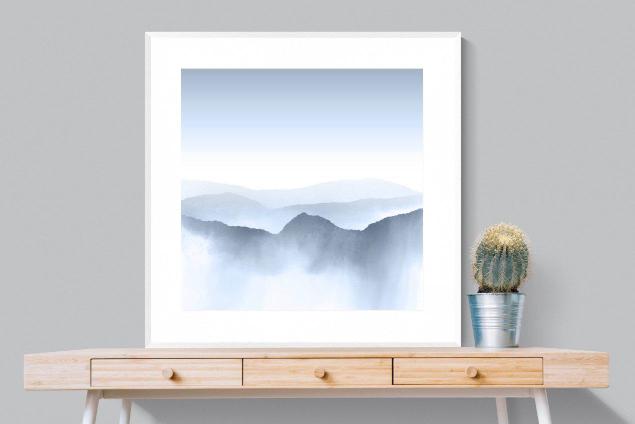 Mountains Watercolour-Wall_Art-100 x 100cm-Framed Print-White-Pixalot