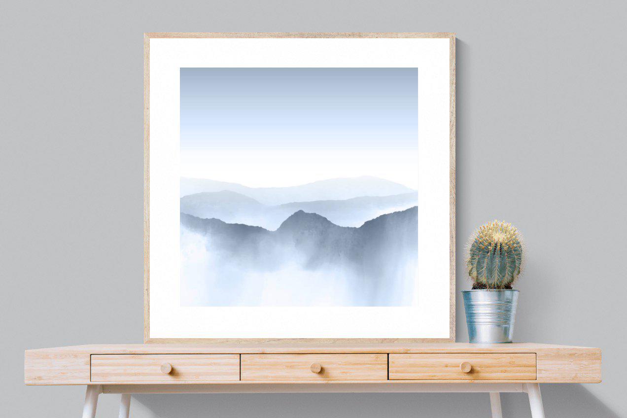 Mountains Watercolour-Wall_Art-100 x 100cm-Framed Print-Wood-Pixalot