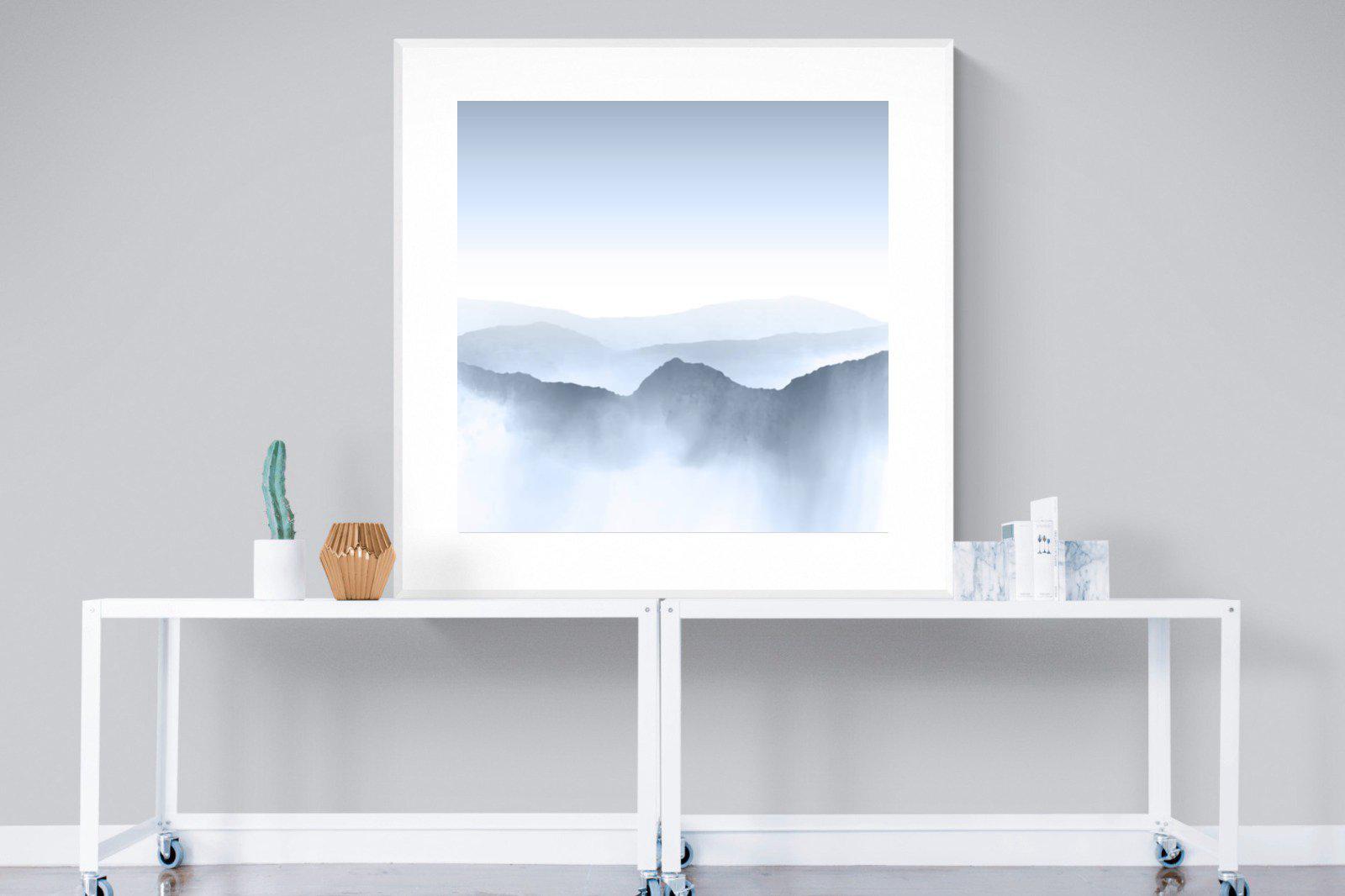 Mountains Watercolour-Wall_Art-120 x 120cm-Framed Print-White-Pixalot
