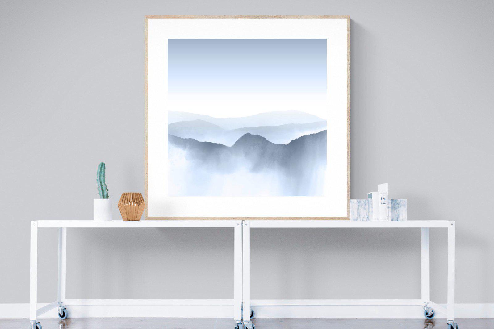 Mountains Watercolour-Wall_Art-120 x 120cm-Framed Print-Wood-Pixalot