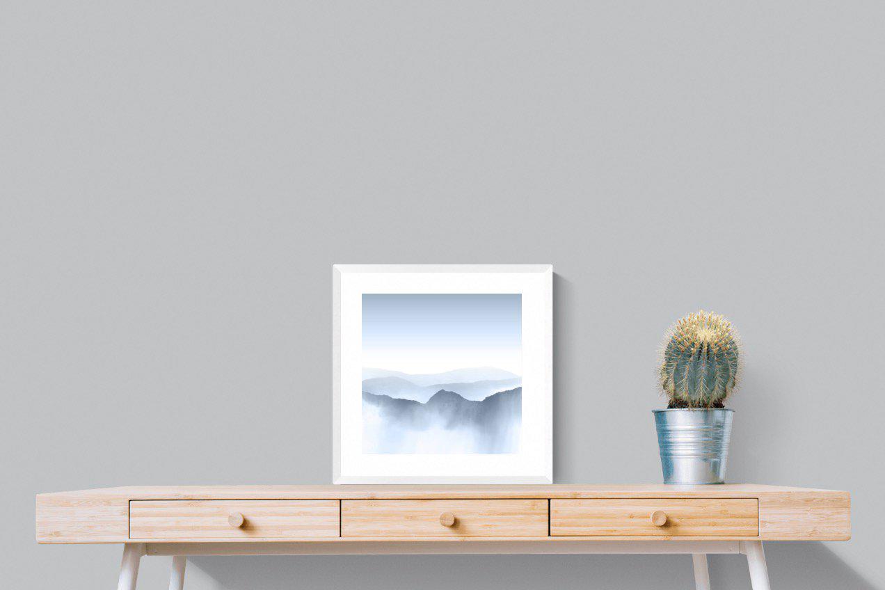 Mountains Watercolour-Wall_Art-50 x 50cm-Framed Print-White-Pixalot