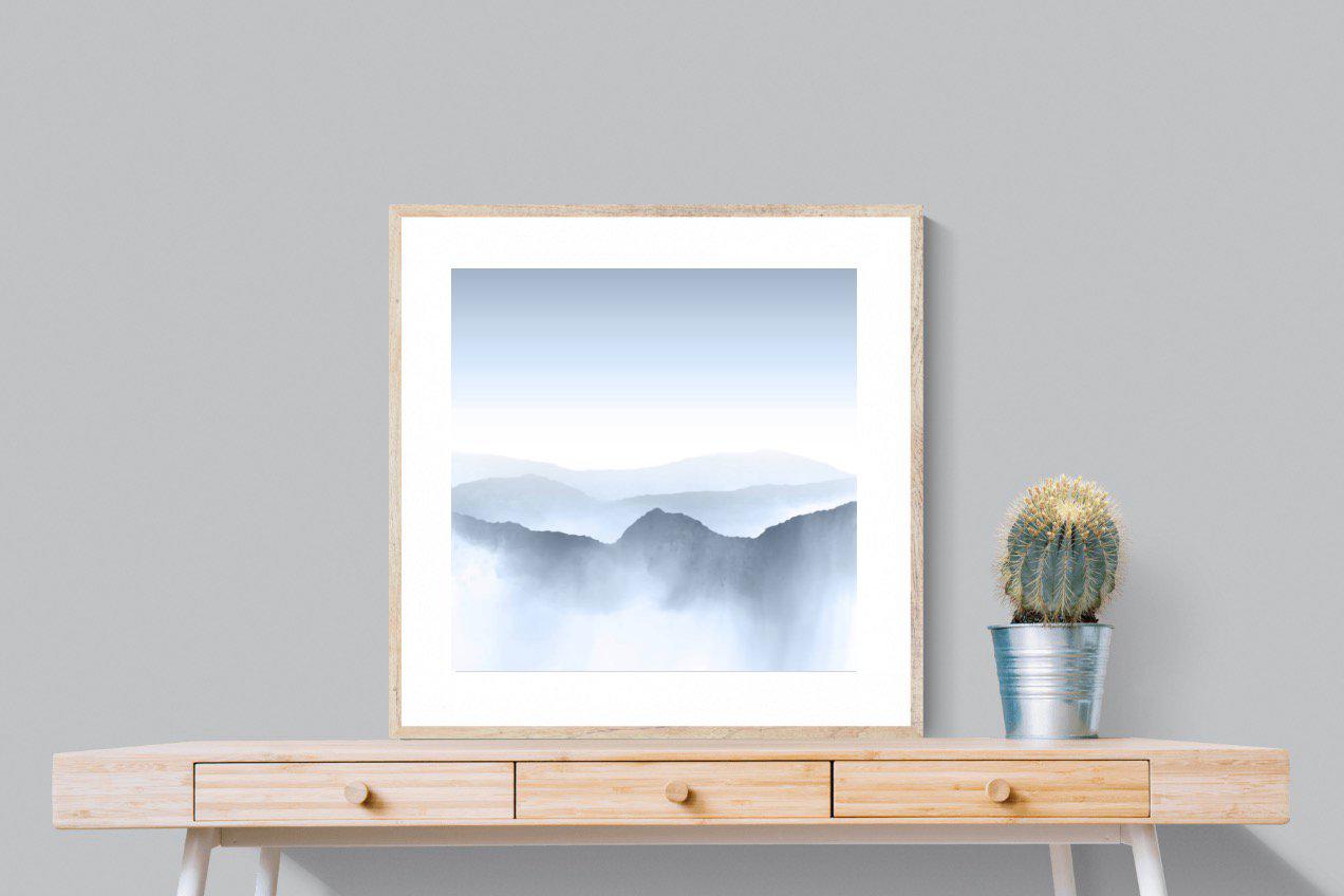 Mountains Watercolour-Wall_Art-80 x 80cm-Framed Print-Wood-Pixalot