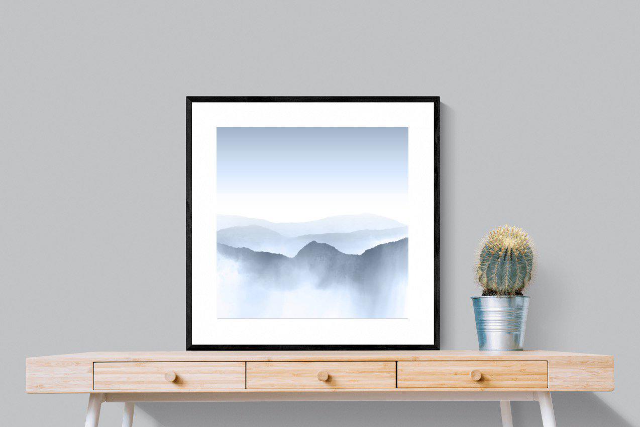 Mountains Watercolour-Wall_Art-80 x 80cm-Framed Print-Black-Pixalot