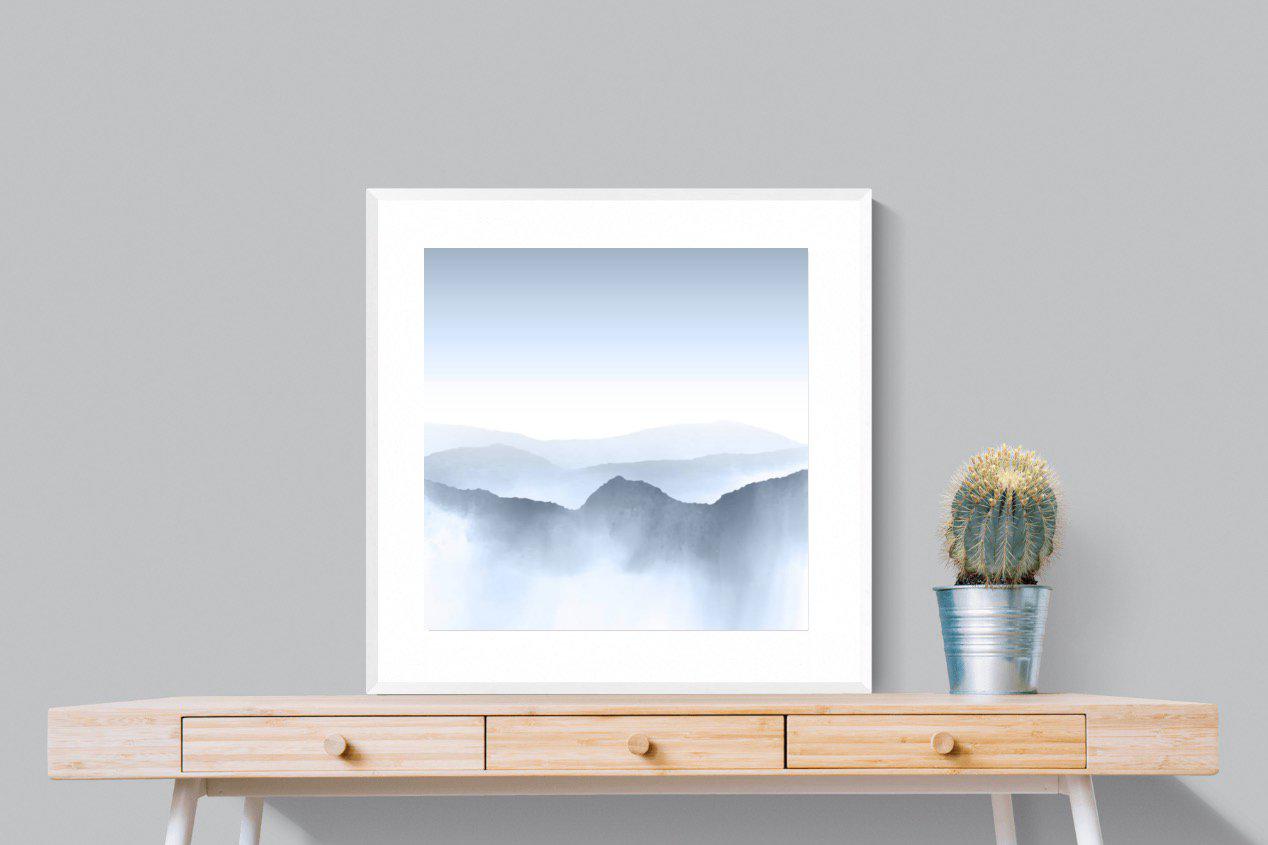 Mountains Watercolour-Wall_Art-80 x 80cm-Framed Print-White-Pixalot