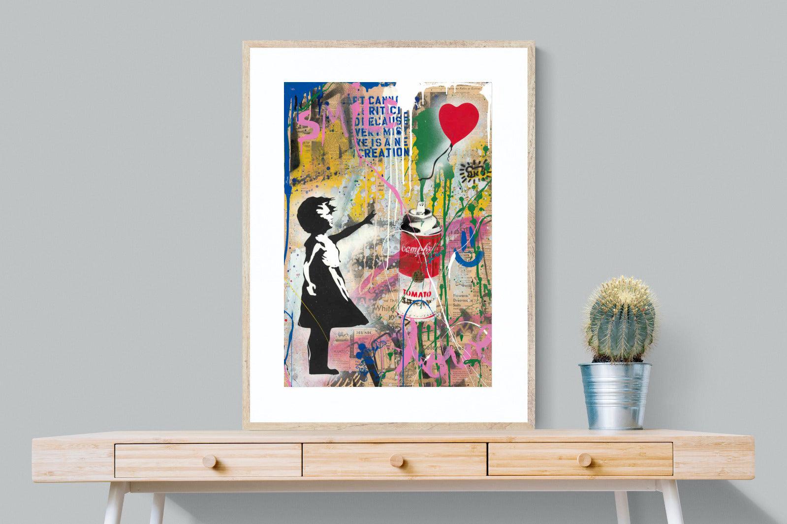 Mr Brainwash Banksy Tribute Street Art-Wall_Art-75 x 100cm-Framed Print-Wood-Pixalot