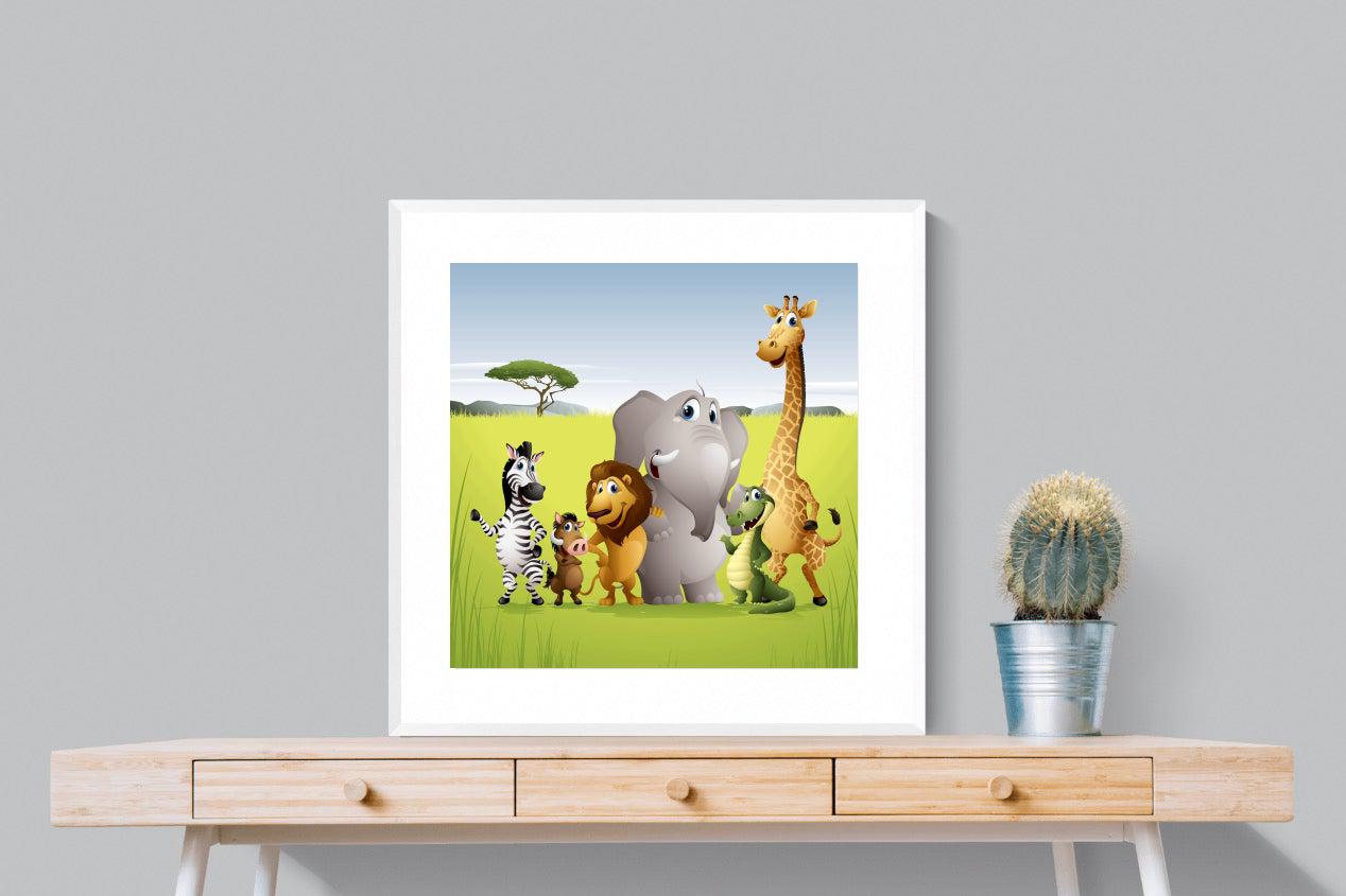 My African Buddies-Wall_Art-80 x 80cm-Framed Print-White-Pixalot