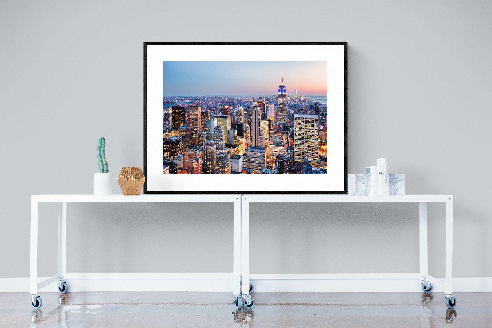 NYC Sunset-Wall_Art-120 x 90cm-Framed Print-Black-Pixalot