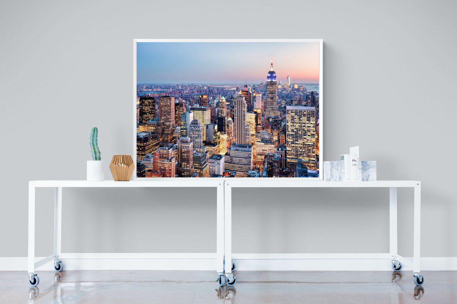 NYC Sunset-Wall_Art-120 x 90cm-Mounted Canvas-White-Pixalot
