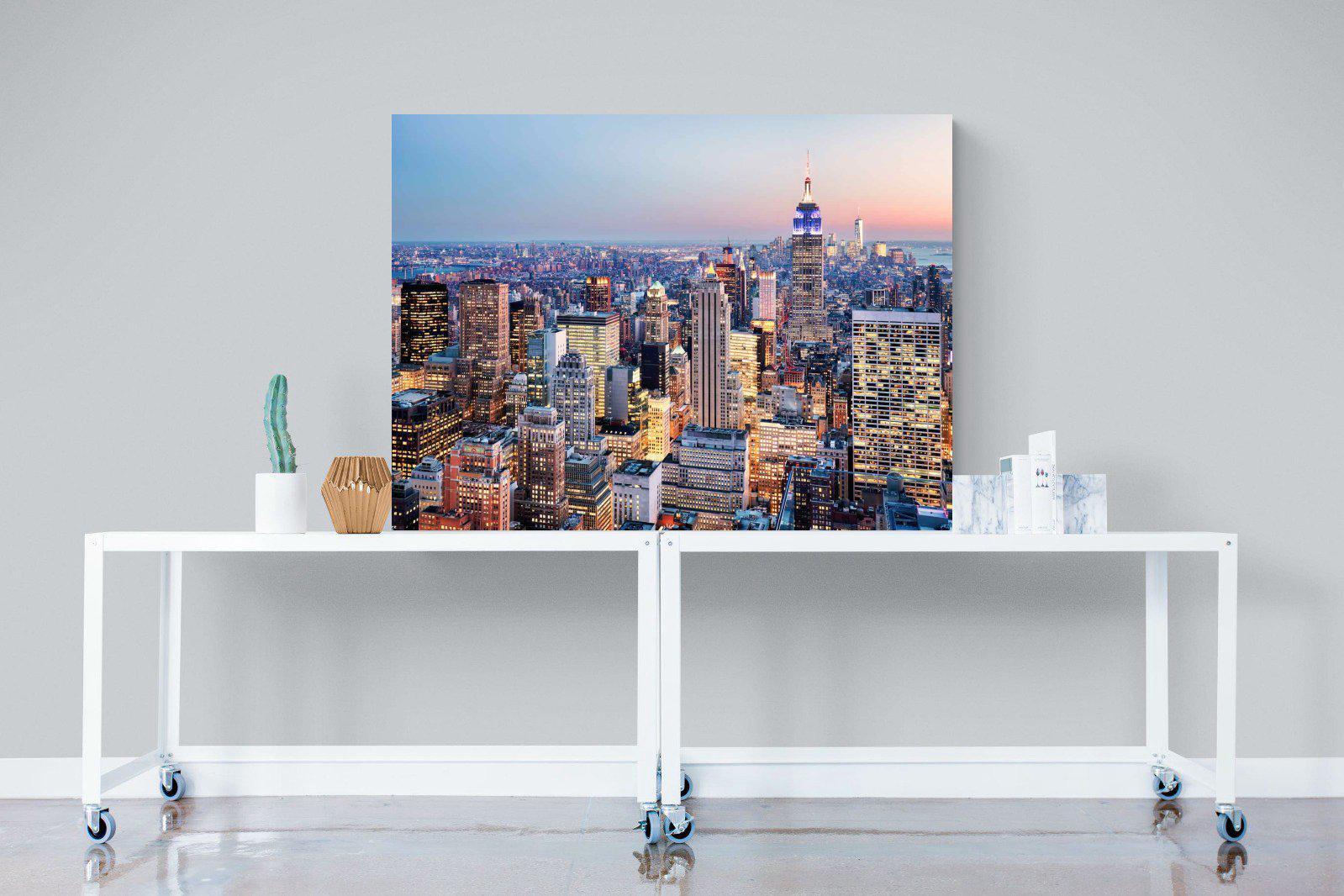 NYC Sunset-Wall_Art-120 x 90cm-Mounted Canvas-No Frame-Pixalot