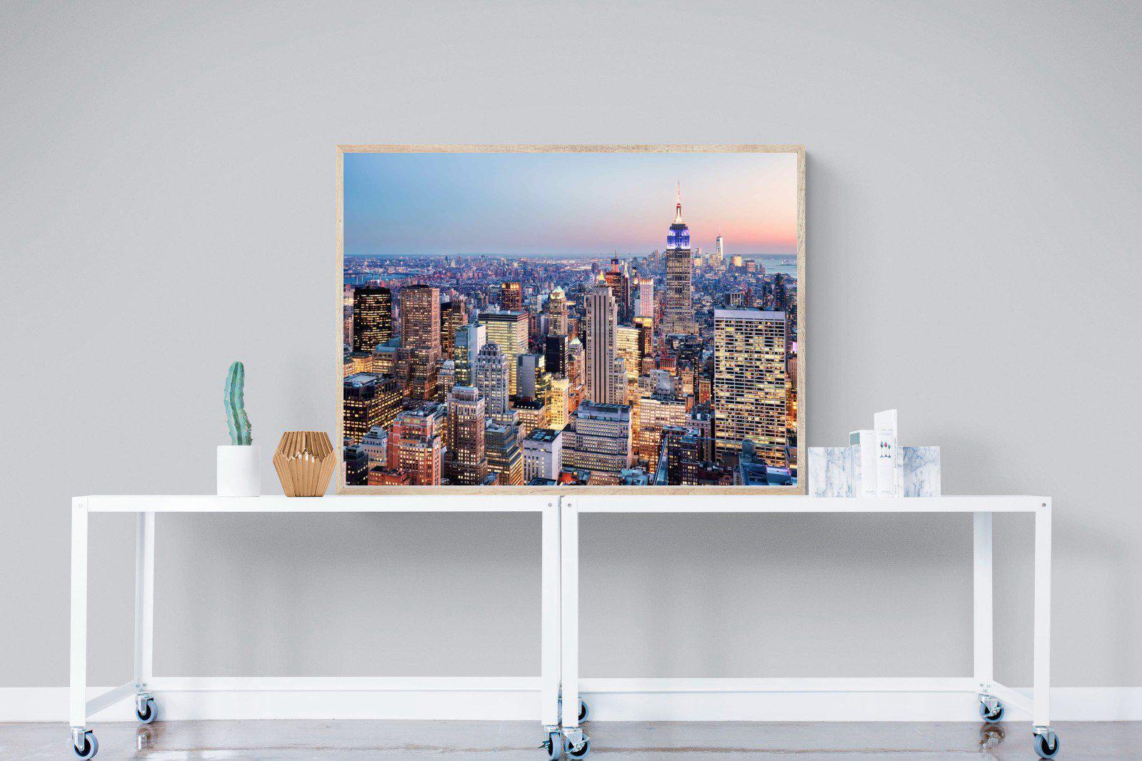 NYC Sunset-Wall_Art-120 x 90cm-Mounted Canvas-Wood-Pixalot
