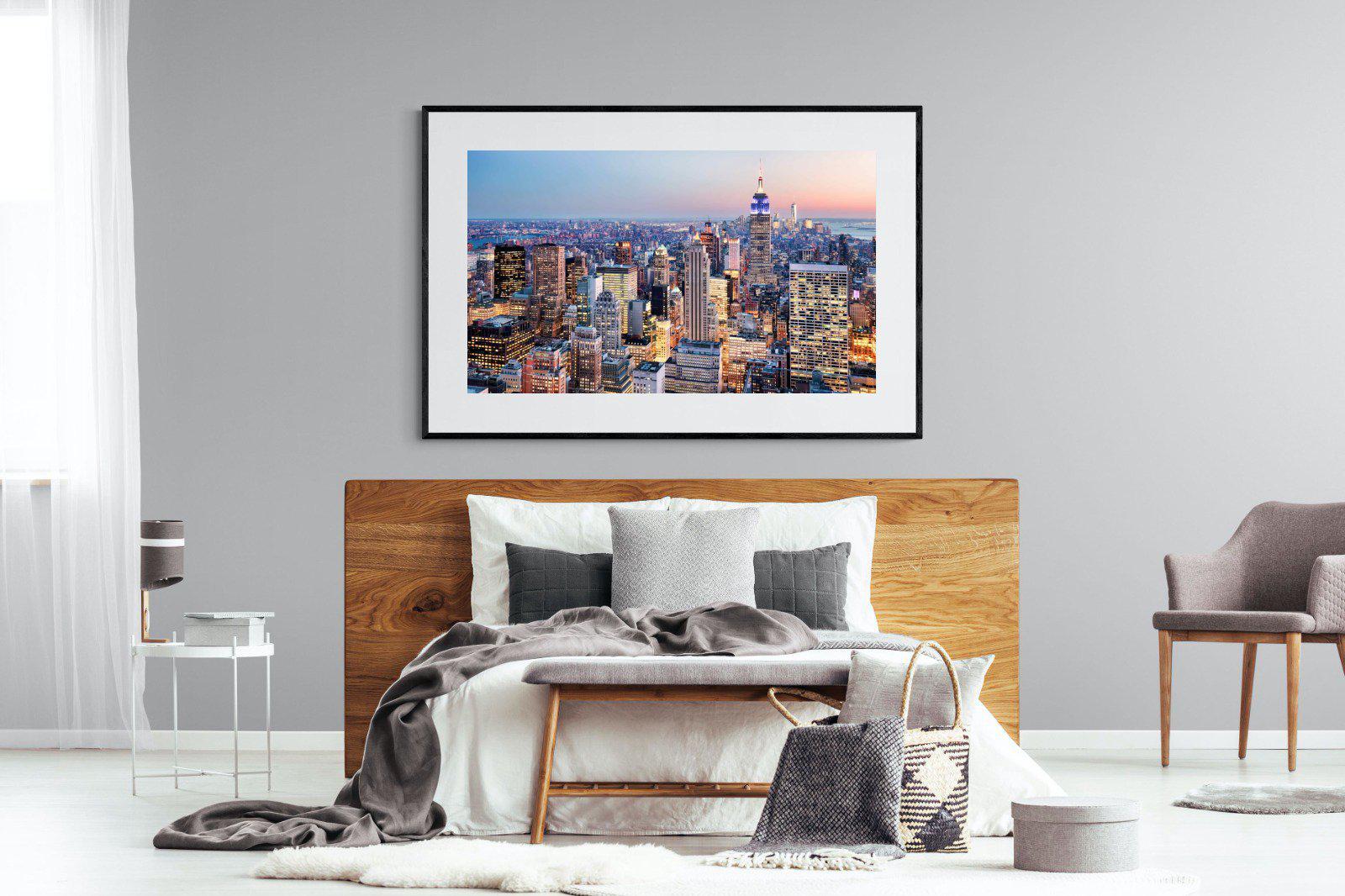 NYC Sunset-Wall_Art-150 x 100cm-Framed Print-Black-Pixalot