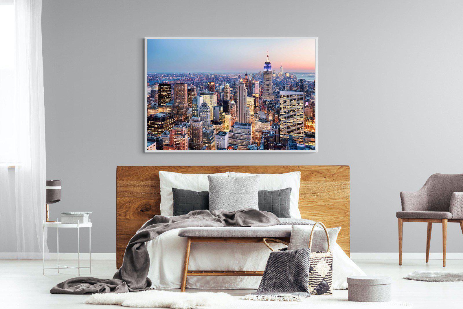 NYC Sunset-Wall_Art-150 x 100cm-Mounted Canvas-White-Pixalot