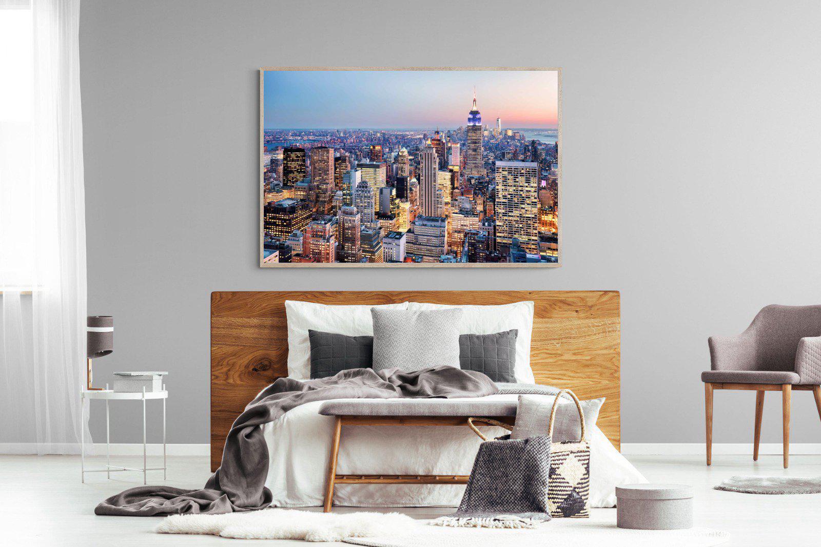NYC Sunset-Wall_Art-150 x 100cm-Mounted Canvas-Wood-Pixalot