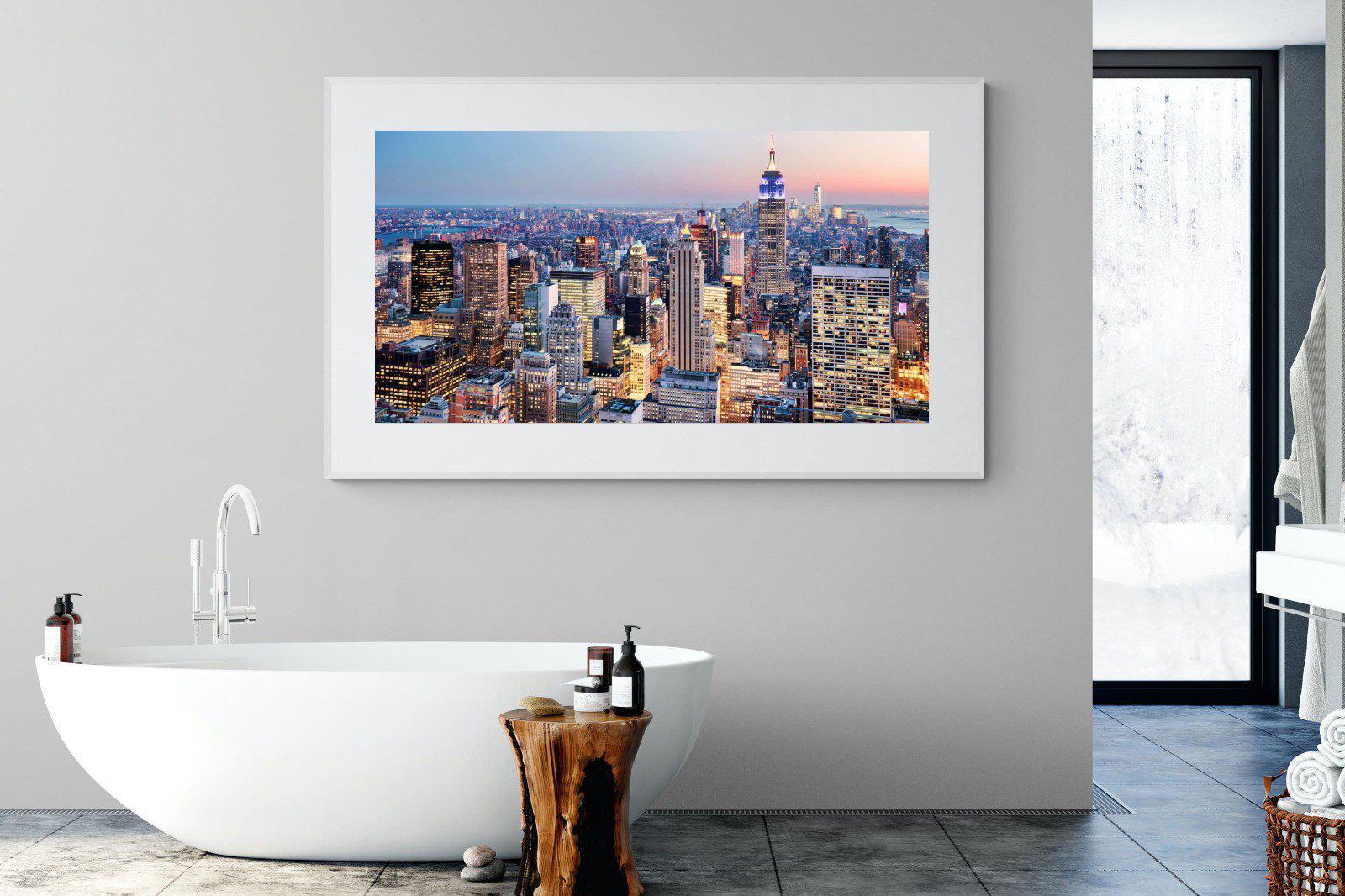 NYC Sunset-Wall_Art-180 x 110cm-Framed Print-White-Pixalot