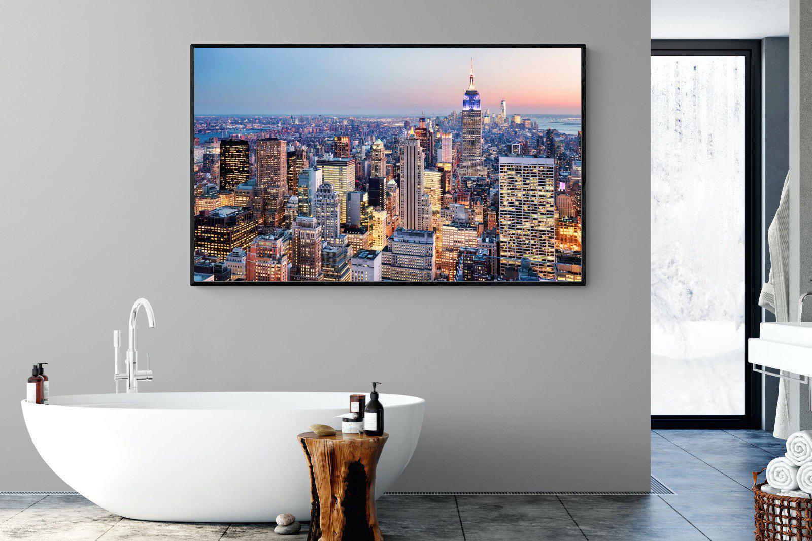 NYC Sunset-Wall_Art-180 x 110cm-Mounted Canvas-Black-Pixalot