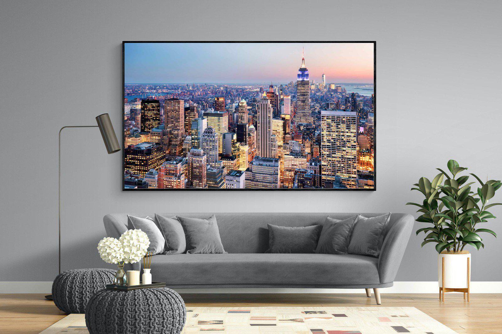 NYC Sunset-Wall_Art-220 x 130cm-Mounted Canvas-Black-Pixalot