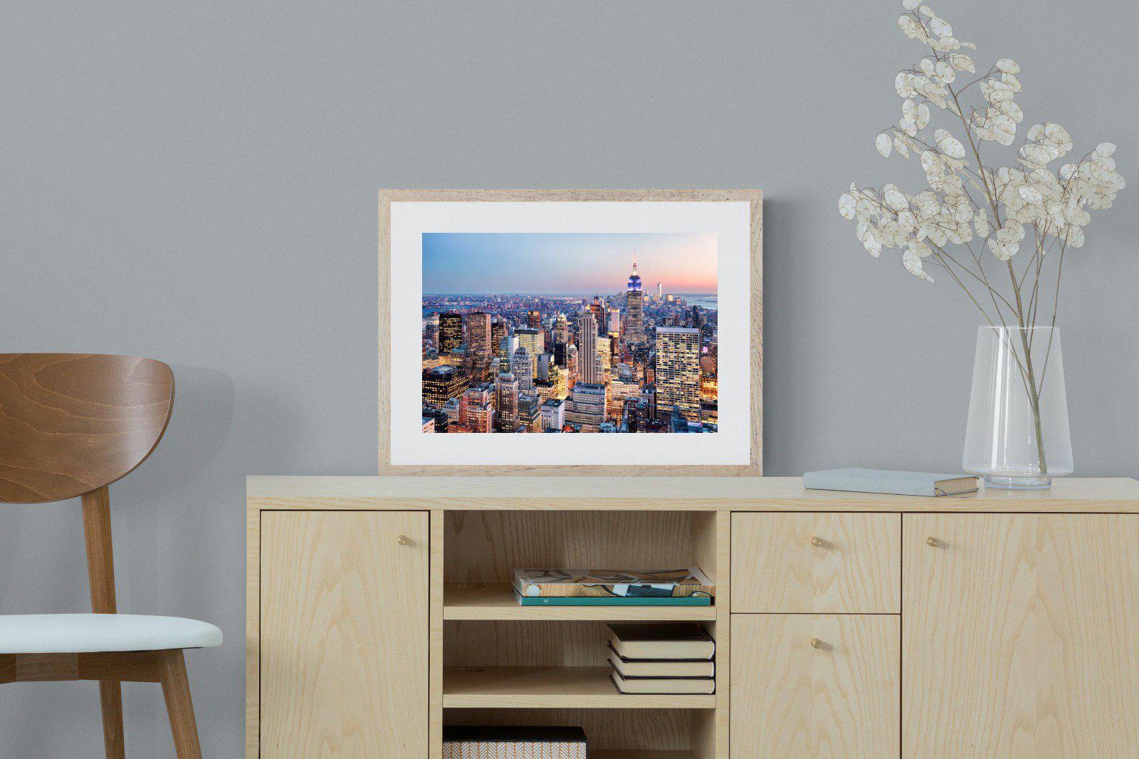 NYC Sunset-Wall_Art-60 x 45cm-Framed Print-Wood-Pixalot