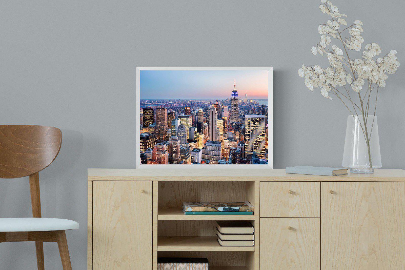 NYC Sunset-Wall_Art-60 x 45cm-Mounted Canvas-White-Pixalot