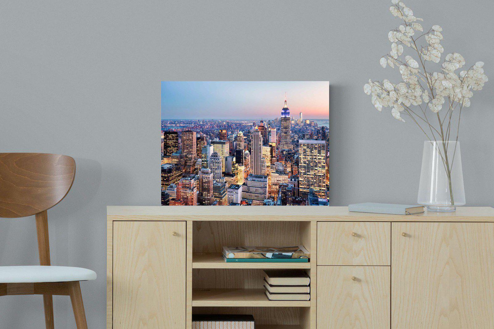 NYC Sunset-Wall_Art-60 x 45cm-Mounted Canvas-No Frame-Pixalot