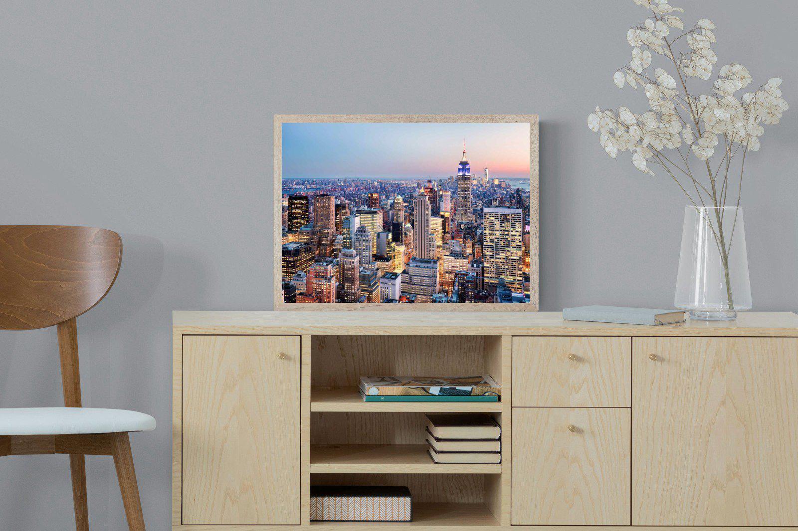 NYC Sunset-Wall_Art-60 x 45cm-Mounted Canvas-Wood-Pixalot