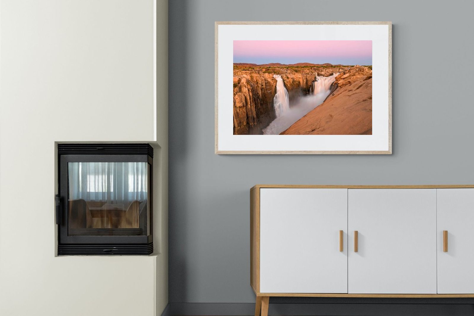 Namibian Falls-Wall_Art-100 x 75cm-Framed Print-Wood-Pixalot