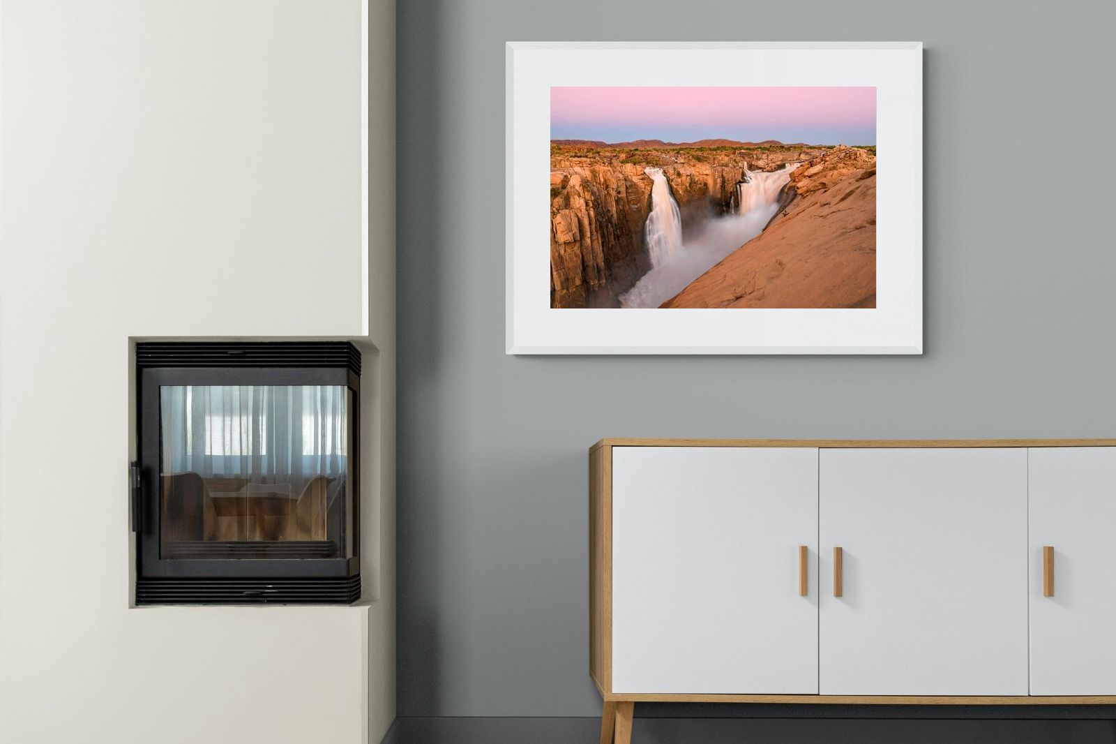Namibian Falls-Wall_Art-100 x 75cm-Framed Print-White-Pixalot