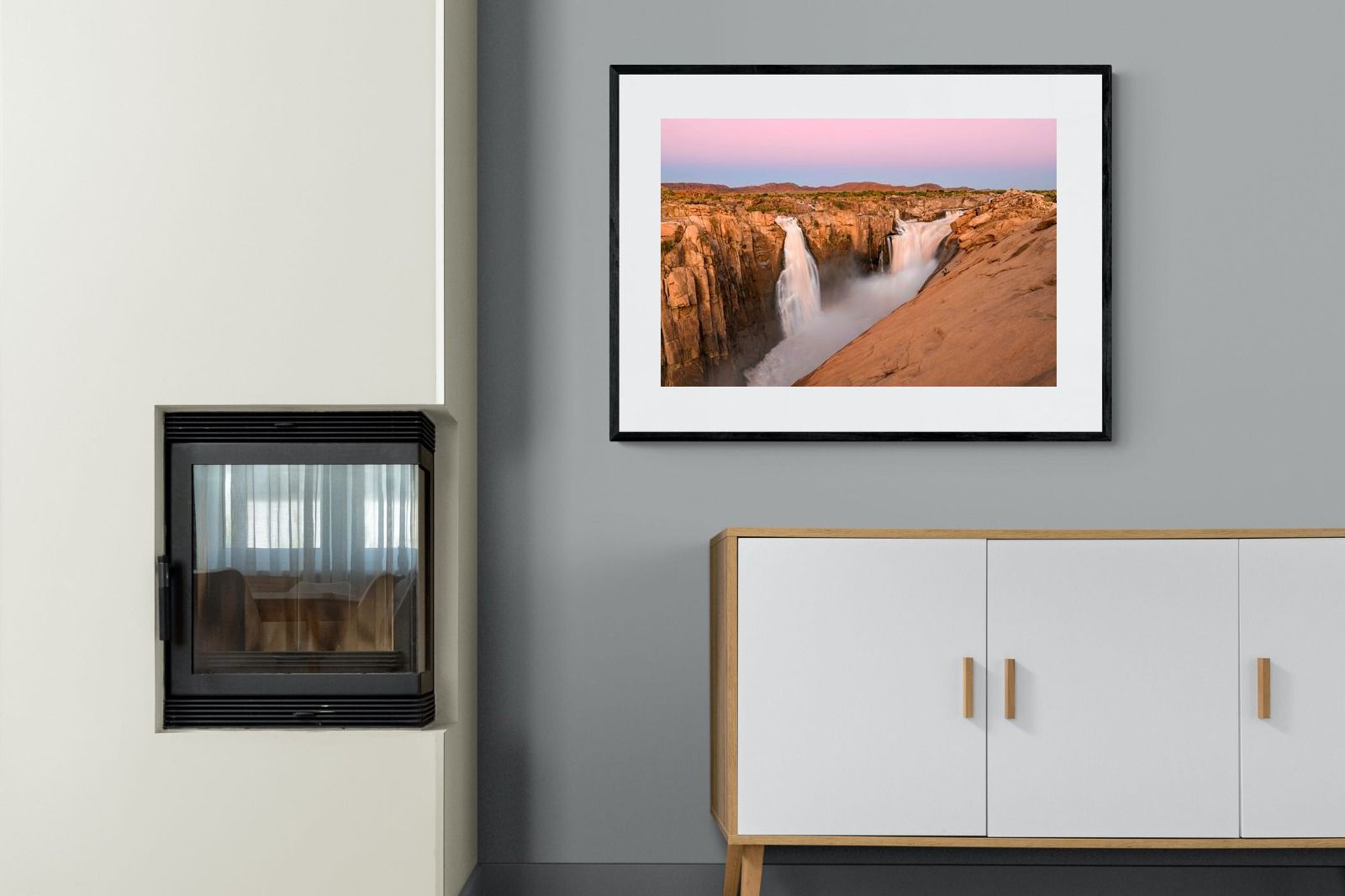 Namibian Falls-Wall_Art-100 x 75cm-Framed Print-Black-Pixalot