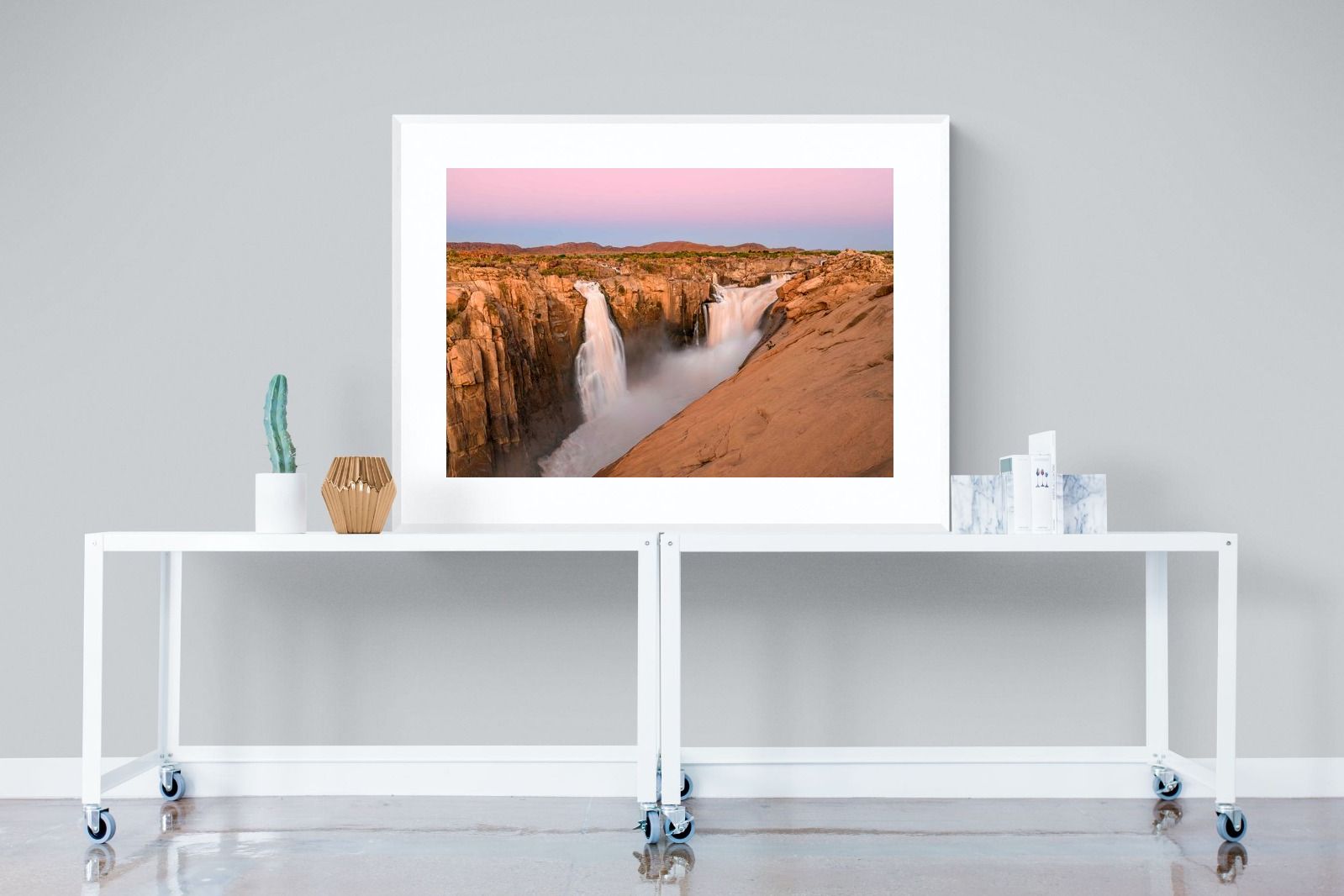 Namibian Falls-Wall_Art-120 x 90cm-Framed Print-White-Pixalot