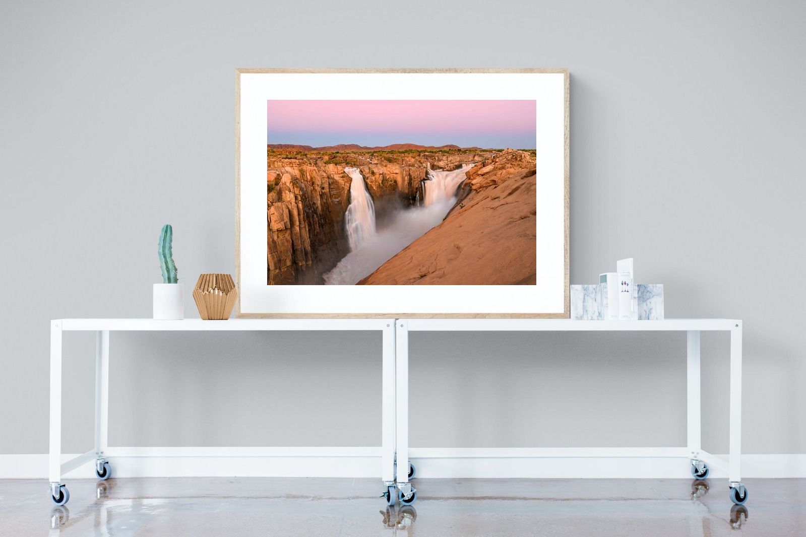Namibian Falls-Wall_Art-120 x 90cm-Framed Print-Wood-Pixalot
