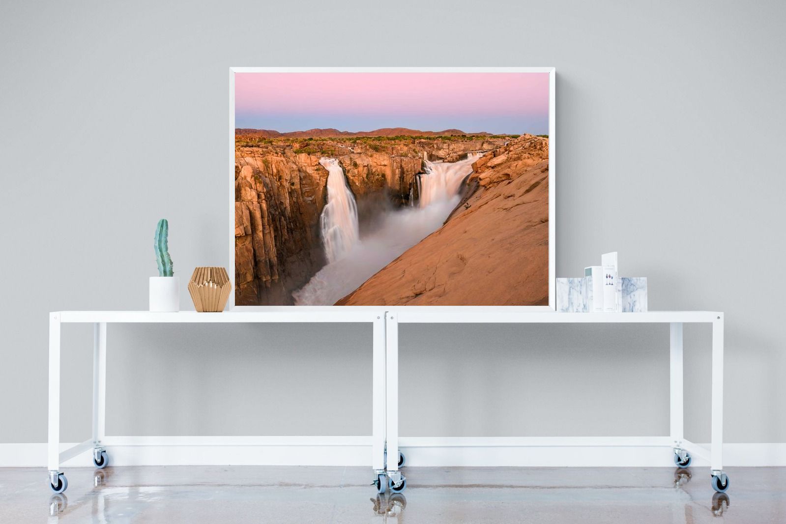 Namibian Falls-Wall_Art-120 x 90cm-Mounted Canvas-White-Pixalot
