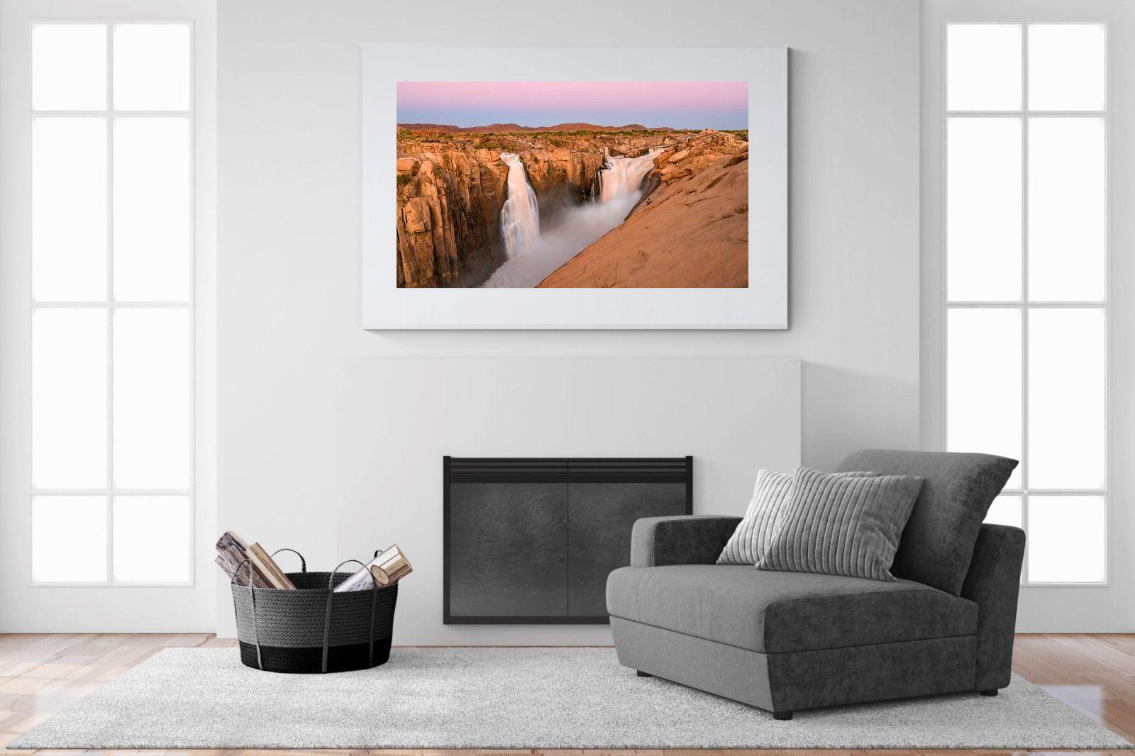 Namibian Falls-Wall_Art-150 x 100cm-Framed Print-White-Pixalot