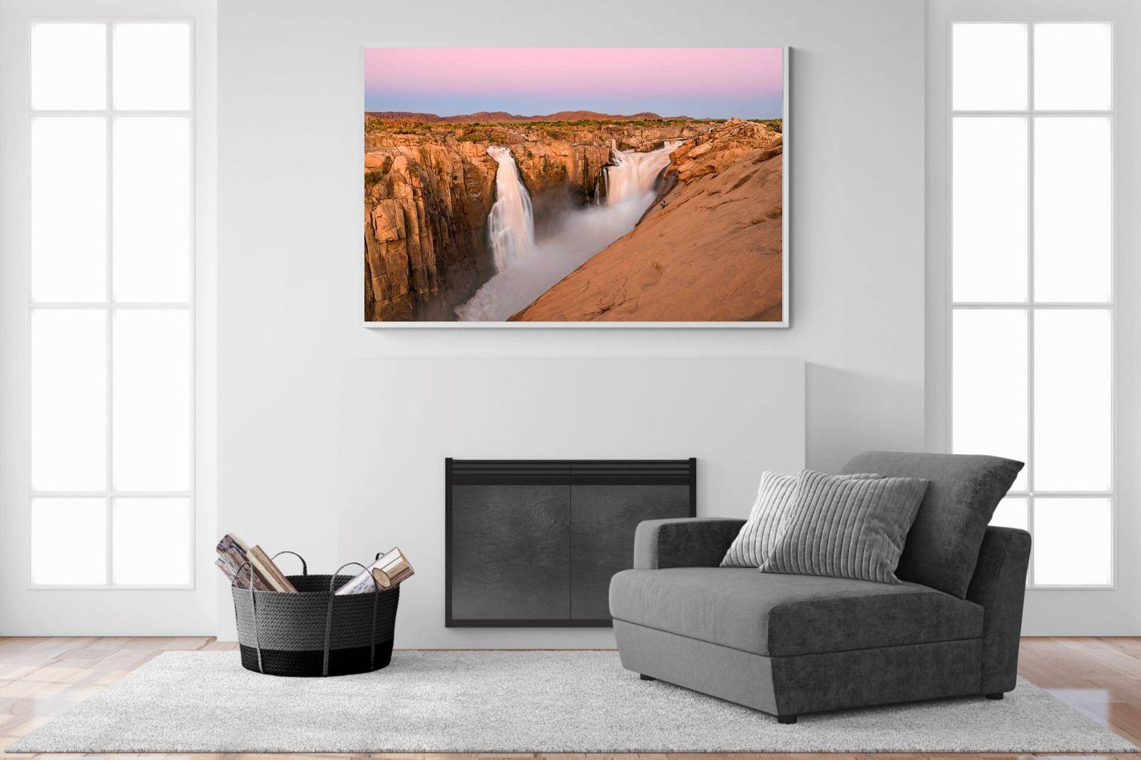 Namibian Falls-Wall_Art-150 x 100cm-Mounted Canvas-White-Pixalot
