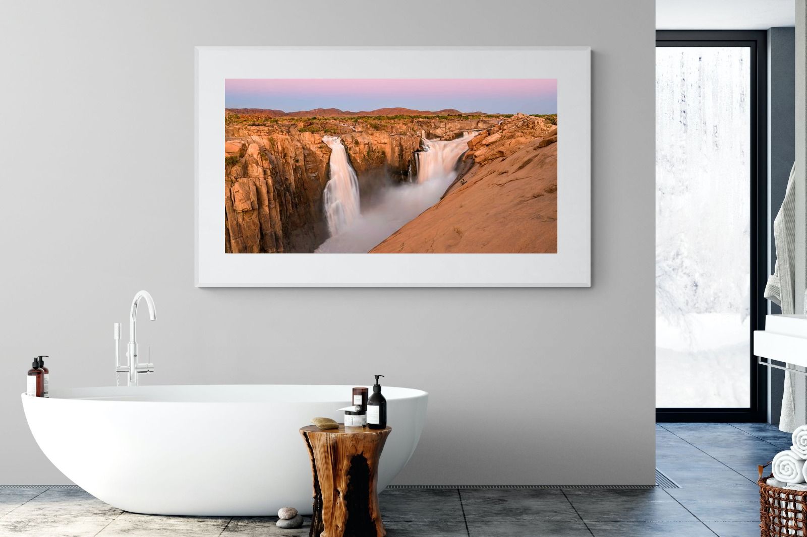Namibian Falls-Wall_Art-180 x 110cm-Framed Print-White-Pixalot