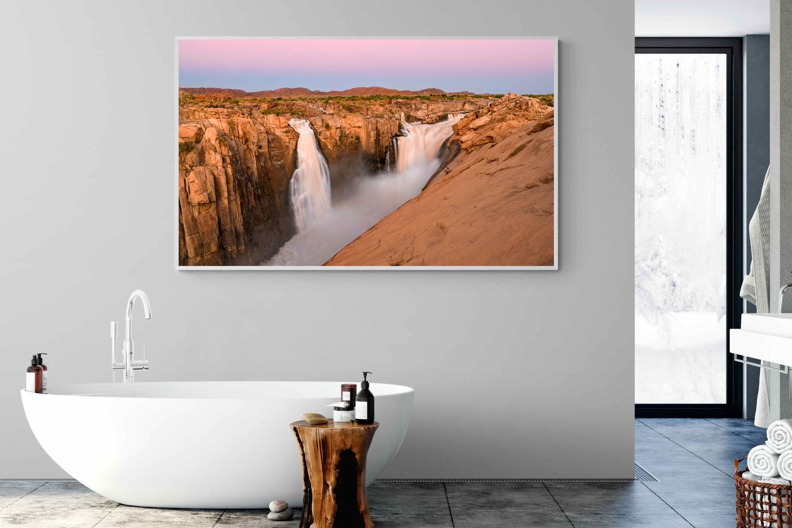 Namibian Falls-Wall_Art-180 x 110cm-Mounted Canvas-White-Pixalot